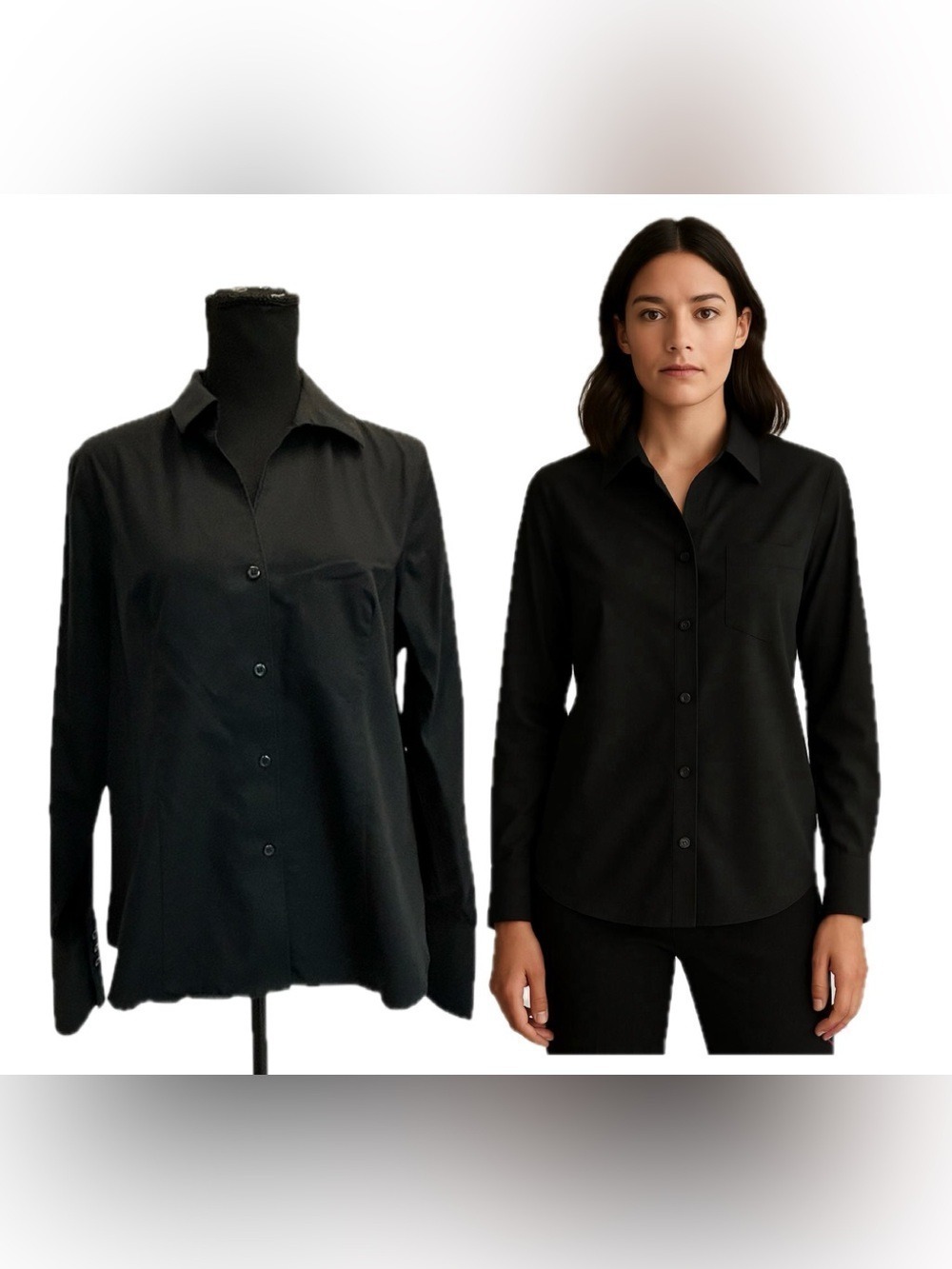 Jones New York non iron Black Button-Up Shirt long sleeve Platinum Collection 10